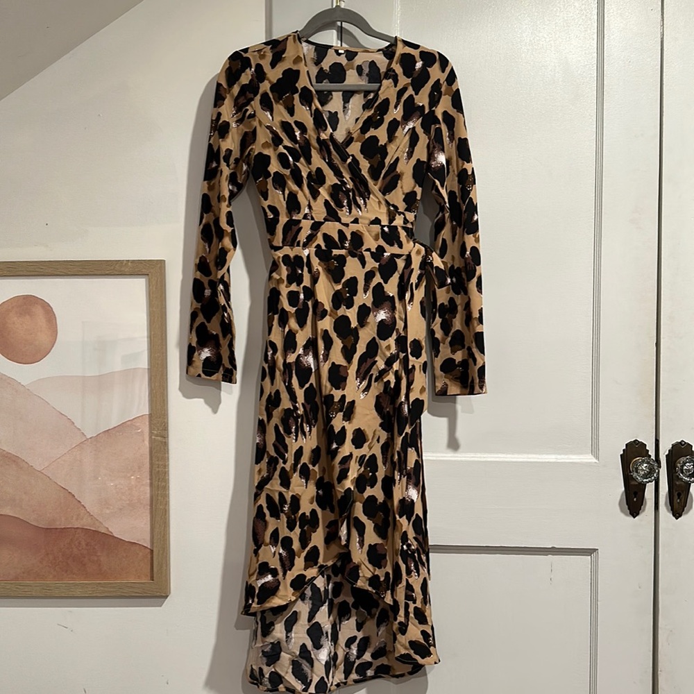 Leopard print wrap dress